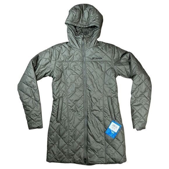 Columbia Copper Crest Quilted Puffer Jacket Heavy Green Hooded Size X Small - Picture 1 of 7